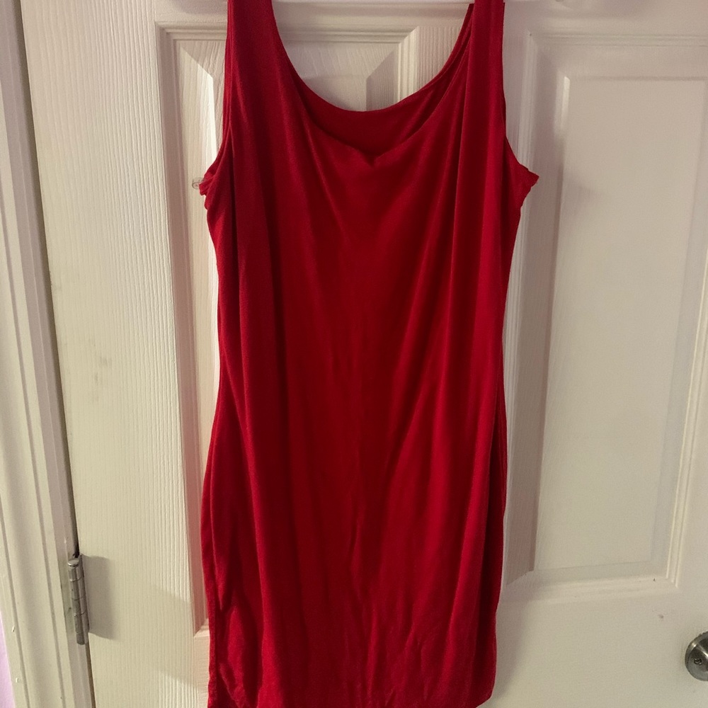 Red slip dress
